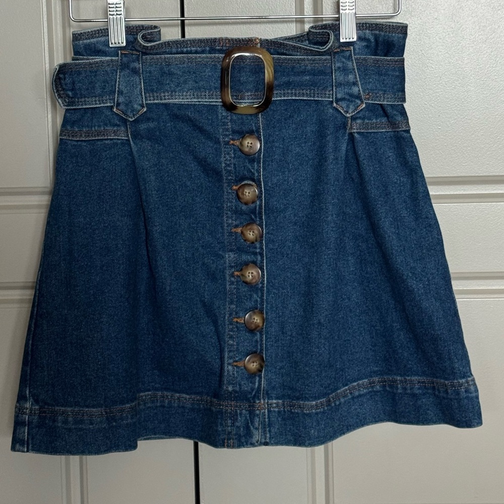 Sézane Denim Button-Up Skirt